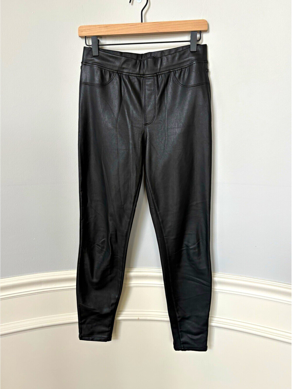 Sanctuary Black Faux Leather Pull-On Skinny Leggings Pants XS Pockets